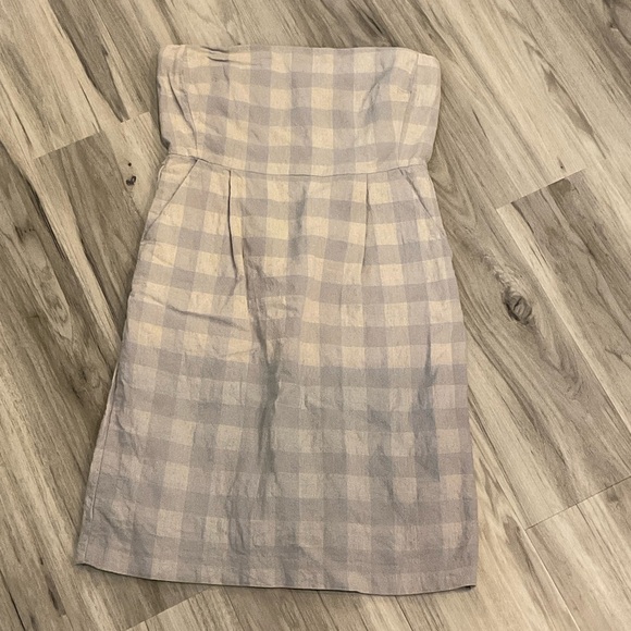 GAP Dresses & Skirts - GAP Beige and Gray Checkered plaid Strapless Dress, Spring, Summer, Easter